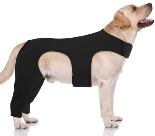 Hjyokuso Combinaison De Convalescence pour Chiens - Body Chien Post Opératoire Femelle/Mâle, avec Pattes Arrière, Anti Léchage, Alternative à La Collerette