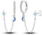 Hapour Double Piercing Chain Earrings for Women Teen, 925 Sterling Silver Hoop Huggie Cuff With CZ Star Moon Charm Dangle