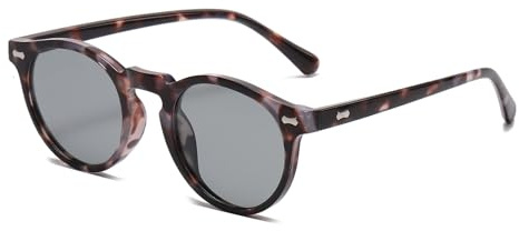 LJCZKA Retro Round Polarized Sunglasses Mens Womens, Vintage Polarised Sunglasses Classic Trendy Shades Unisex UV400 Protection