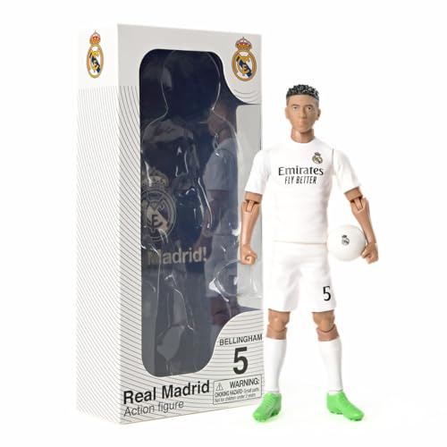 Banbo Sockers Toys Real Madrid Bellingham 8 Collectible Soccer Action Figure, White, Gold, Blue