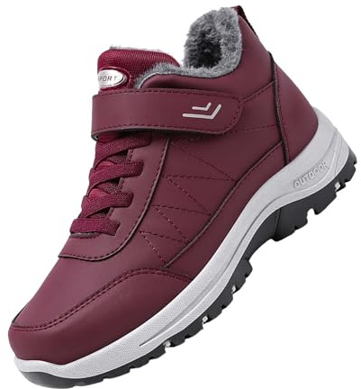 Chaussures d'hiver chaudes pour femme | bottines d'hiver chaudes doublées coupe-vent bottes de sport baskets pour femme, rouge, 38 EU