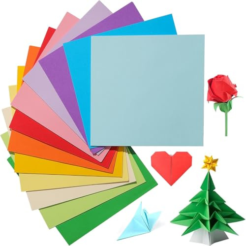 Duoleimi Set de Papier Origami, 200 Feuilles, 20 x 20 cm, 70 g/m², Papier Pliable pour Bricolage en 20 Couleurs, carré, Grand Papier pour Enfants et Adultes.