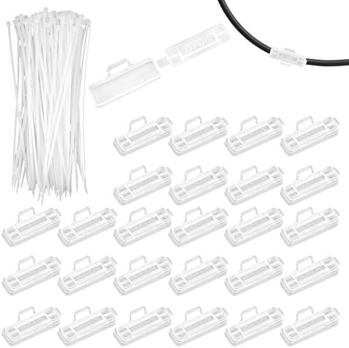 100 Stück Kabeletiketten Erkennungsbox, 30 × 10 mm Kabeletikettens Kabel Beschriftung mit 100 Kabelbinder, Transparent Kabeletiketten, Kabelbinder Tags Box für Kennzeichnung und Sortierung von Kabeln