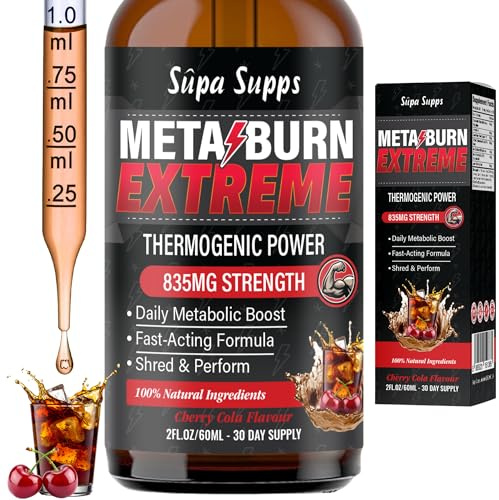 MetaBurn Extreme Liquid 60ml Cherry Cola Fat Burner & Energy Boost | Thermogenic formula with Caffeine, Cayenne, Green Tea and Coleus Forskohlii, boosts metabolism, Cherry Cola