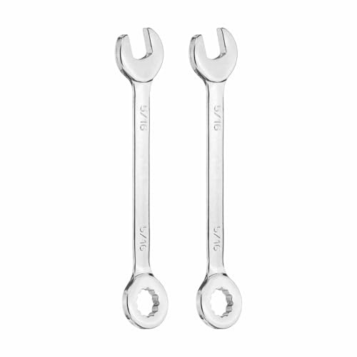 HARFINGTON 2pcs Mini Combination Wrench 5/16 12-Point Box End & 15 Degree Angled Offset Open End CR-V Steel Double Ended Spanner Tool for Household Automotive Machinery DIY Repair