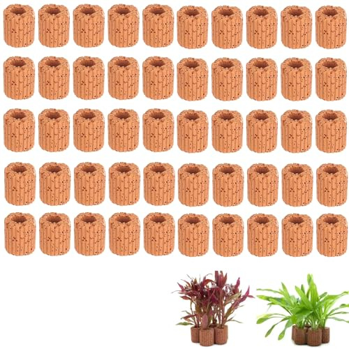 Eterspr 50 Piezas Anillos de Cerámica para Acuario, Filtro Acuático de Cerámica, Anillo de Gravedad para Acuario, Plantas de Agua Acuáticas para Estanques de Tanques de Acuario