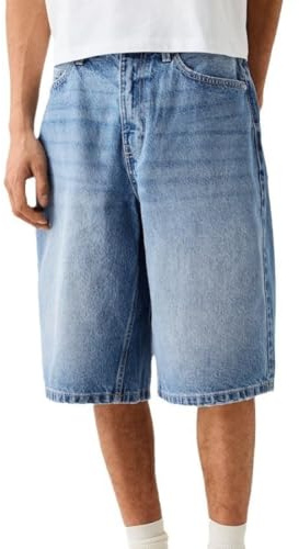 WINKEEY Jeans Corti Uomo Pantaloncini Uomo con Tasche Estivi Denim Shorts Jeans Baggy a Gamba Larga