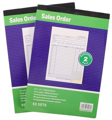 DIKACA 2 Talonarios de Recibos Duplicados A5, Libro de Pedidos y Facturas Comerciales Formularios Autocopiativos para Pequeñas Empresas, Registro Portátil y Gestión de Órdenes