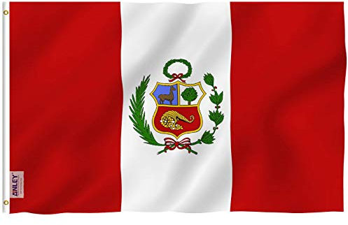 Anley Fly Breeze 3x5 Piedi Bandiera Perù - Colore Vivido e Resistente Ai Raggi UV - Testata in Tela E Doppie Cuciture - Bandiera Nazionale Peruviana Poliestere Anelli Ottone 3 X 5 Piedi