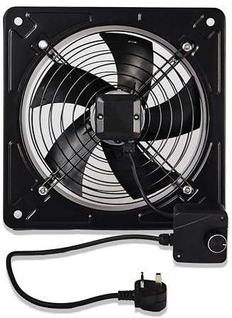 Powerstar Electricals LTD Metal Industrial Ventilation Extractor Axial Exhaust Commercial Air Blower Fan (10 Inches With Speed Controller)