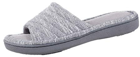 isotoner Women's Indoor/Outdoor Slip-on Space Knit Andrea Slide Slippers , Ash, 6-7
