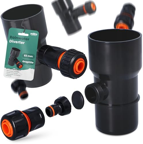 Millto™ Collecteur de Pluie DN Ø63 mm Graphite | Recuperateur d'eau pour Goutiere Compris Filtre Raccord Tuyau Jardin de Descente d'Arrosage Système de Récolte d'eau