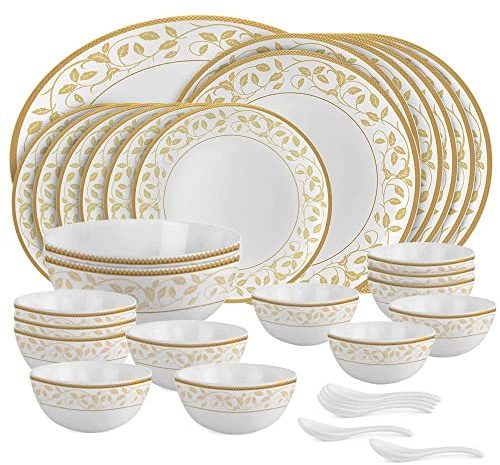 Dinner Set, Premium iDnner Set, 33Pcs | Dinner Set for 6 | Crockery Set for Festive Ocassions, Parties | White Plate and Bowl Set