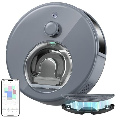 OKP L7 - Robot de Aspirador para Lavadora 3 en 1, 6000Pa de succión, navegación LiDAR, mapeo multietapa, Zonas virtuales, conectada por Alexa/App/WiFi, Ideal para Pelo de Animales alfombras Pisos