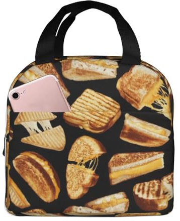 KemEng Sándwiches de queso asado, Bolsa de almuerzo portátil Bolsa de comida Fiambrera Bolsa de asas aislante Bolsa más fresca reutilizable
