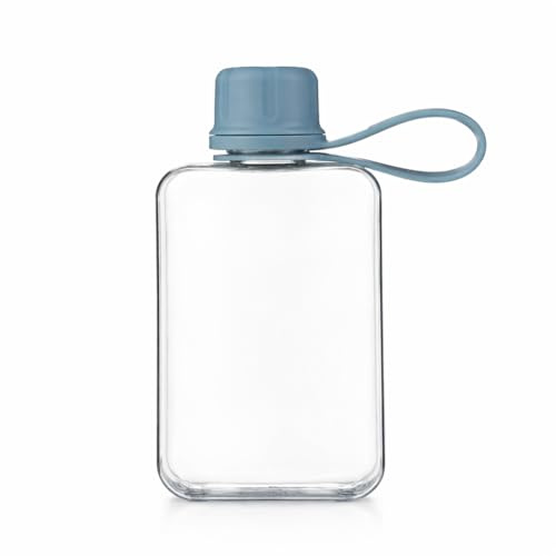 IDIDG Flat Water Bottle Travel Flask Portable 8.2 oz BPA Free Tritan Square Water Bottle Leakproof Slim for Purse Travel Pocket Sports Fitness (Blue, 8.2 OZ)