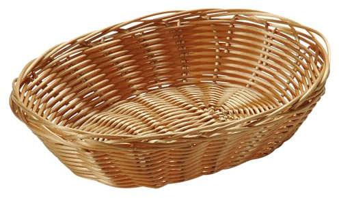 Kesper | Corbeille à pain et fruits, lot de 10, matériau : plastique tressé, dimensions : 24 x 20 cm/hauteur : 6 cm, couleur : marron | 1783315