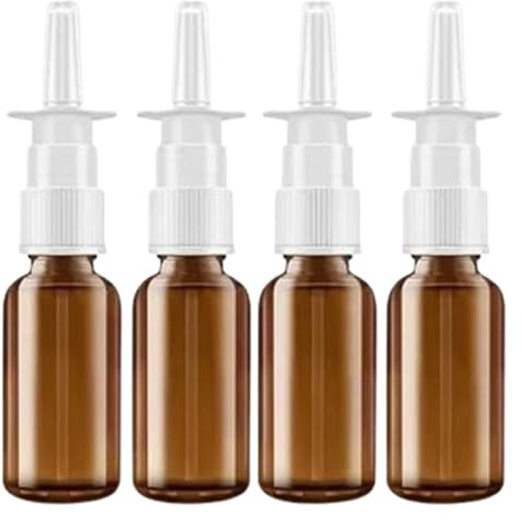 LJJCSFF 4 st 15 ml glas nässprayflaskor flaskor tomma nässpumpssprutor påfyllningsbar nässpray flaska näsasal atomizer små fina sprayer