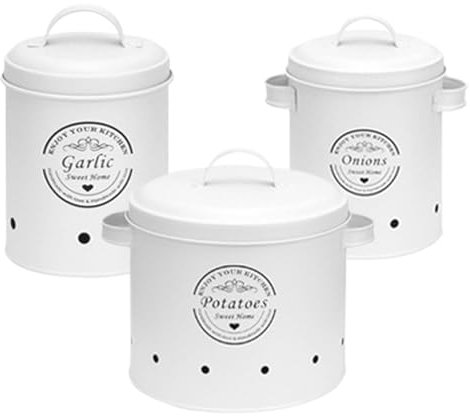 Generico Contenitore per aglio da banco, contenitori per verdure fresche - Barattoli per contenitori da cucina per cipolle bianche e patate - Vasi per verdure da cucina vintage per casa, bar, cucina