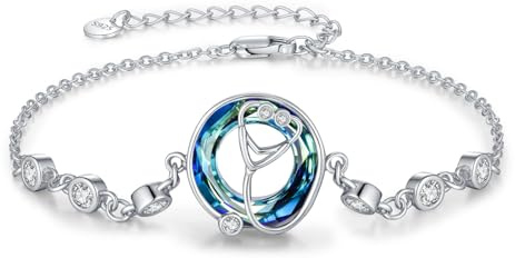 ABIGY stetoskop armband 925 sterlingsilver kristall armband stetoskop smycken gåva för kvinnor, Sterlingsilver