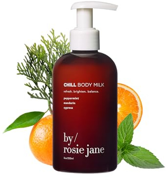 By Rosie Jane Chill Body Milk Skin Care - Milk Toner to Help Tone, Tighten and Hydrate Skin - Body Care Made with Peppermint, Mandarin & Cypress - Helps Promote Anti-Aging & Boost Radiance (250ml)
