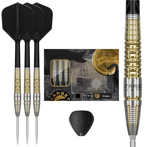 TARGET Japan Black Marque Warrior stålspetspilar med Kflex, 23 G/25 G | 90 % volframdart-set, K-Flex flyg och axlar nr.6, Nano Swiss Points, spelare Lee Tae Kyung
