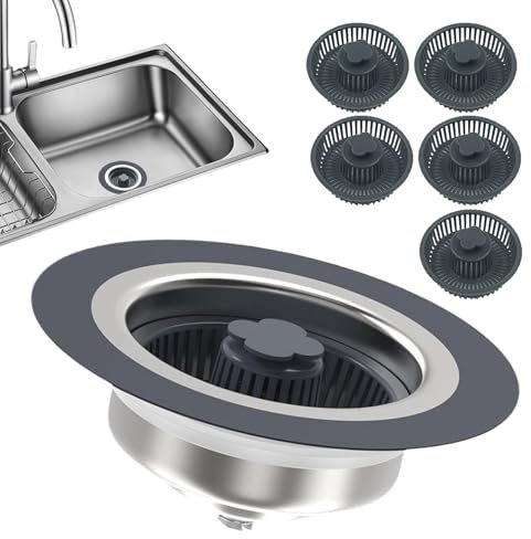 Cesta de drenaje de acero inoxidable – Tapón colador de fregadero, trampa de cocina | Inserto multiusos diseñado para manejar restos de alimentos en rutinas de limpieza, cenas familiares, uso en la