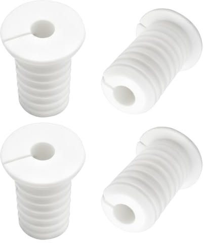 4-pack vita kabelgenomföringar, 19 mm (3/4 tum), halkfria kabelgenomföringar för Ethernet, TV-sladdar, kabelhantering, vattentäta kabelhålslock