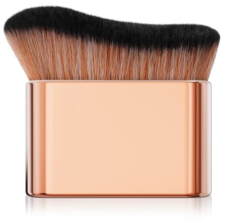 1 Pennello per Fondotinta Ondulato in Rosa Oro, Pennello Autoabbronzante e Bronzer Professionale per Viso e Corpo, Applicatore Ergonomico ad Alta Densità