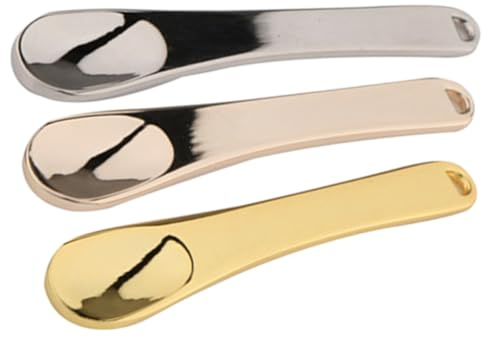ADOCARN Mini Espátulas para Cosméticos 3 Pcs de Aleación de Zinc en Dorado, Plateado y Rosa, Aplicador y Cuchara para Crema Facial, Loción y Maquillaje, Herramienta Portátil para Cuidado