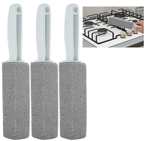 3 Pack Cleaning Pumice Stone for Gas Stove Grates & Top, Pumice Stone Cleaner for Oven with Extra Long Handle, Remove Water Rings and Stains