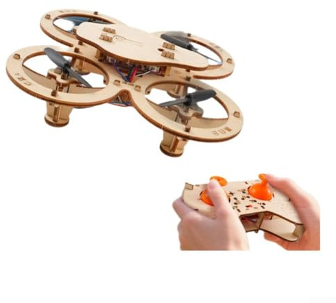 Trädrönare, byggsats, modellbyggsats för gör-det-själv med 4-axlar, flygkontroll, fjärrstyrd quadcopter, gör-det-själv-leksak för barn och vuxna, träfärg 24 x 19 x 5 cm