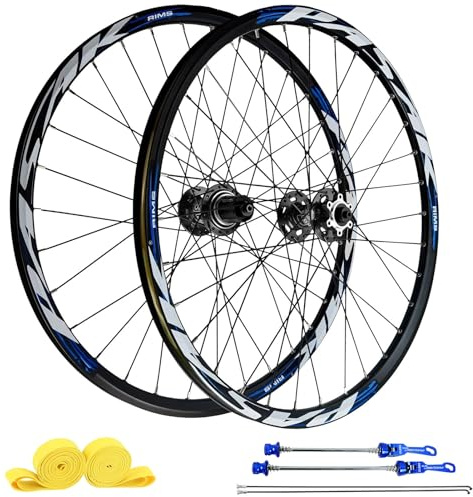 AuroraXQ 26/27,5/29 Mountainbike Hjuluppsättning Aluminiumlegering Fälg | MTB Hjulsatser HG Nav Skivbroms Snabbkoppling Dubbelvägg Cykel Framhjul och Bakhjul(Svart,29 tum)