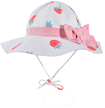 Baby solhatt småbarn flicka strand solskydd hatt packbar fiskarhatt med justerbar hakrem UPF 50+ vit