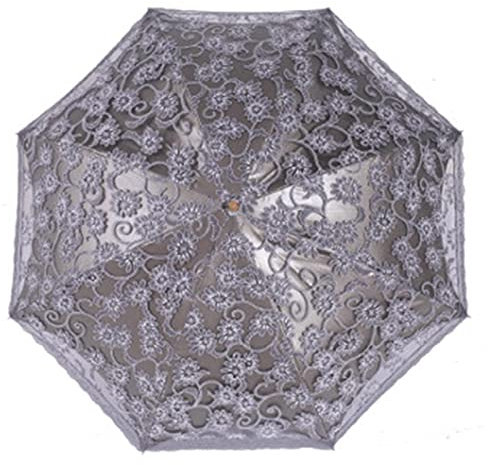Orgrimmar Damen-Spitzenschirm, UV-Schutz, LSF 50+, leicht und tragbar, zusammenklappbar, Grau