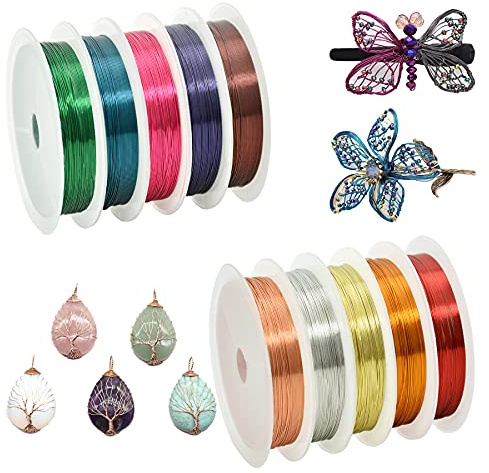 Gondiane 10 Rolls 26 Gauge Colorful Jewelry Wire Craft Wire for Beading & Jewelry Making Supplies