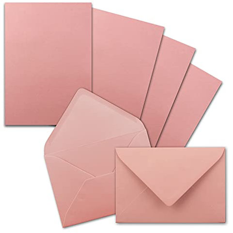 50x Briefpapier-Sets DIN A5 mit C6 Briefumschlägen - Altrosa -Nassklebung (Rosa) - mattes Schreibpapier mit Kuverts - FarbenFroh by GUSTAV NEUSER