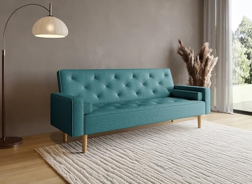 DecoInParis Canapé clic clac en Tissu Bleu avec Pieds en Bois Jakarta