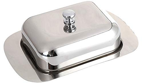 Beurrier en acier inoxydable brillant avec couvercle facile à