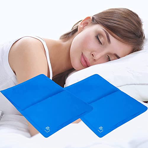 Supply Cube 2 Pack Gel Cooling Mat | Cooling Gel Pillow for Absorbs and Dissipates Heat | Cooling Pillow Cushion Pads for Night Sweats & Cooling Pillow Increase Sleep Quality Blue