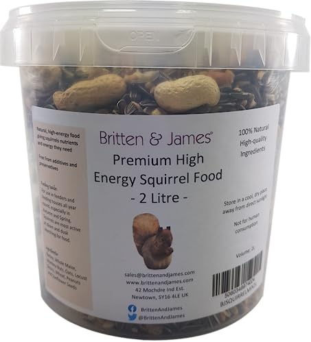 Britten & James High Energy Squirrel Food in a Stay Fresh 2L Tub | A Healthy and 100% Natural Premium Mix