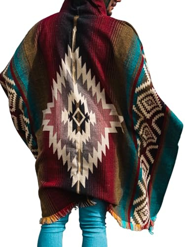 Wool Poncho Men – Handmade Alpaca PONCHO – Mexican Poncho Style - Cowboy Ponchos for Men – Alpaca Ponchos.