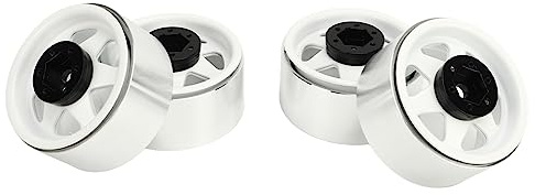 2.2 Inch RC Car Beadlock Wheels Rim, 4Pcs Metal Beadlock Wheel Rim, Offset ?8.9mm, Hub Wheel Rims for SCX10 90046, for D90, for HSP, for Redcat, for , HPI (White)