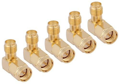 Odorkle 5 st SMA hane till hona SMA-kontakt, SMA-adapter RF rät vinkel 90 graders adapterkontakt SMA hane och hona RF koaxialkopplingsmutter för Wi Fi-antenn RF koaxial