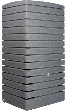 FLORANTIA Regentonne eckig Regenwassertank Quadrum 320 Liter grau aus UV- und witterungsbeständigem Material. Regenfass BZW. Regenwassertonne mit kindersicherem Deckel und Messinganschlüssen