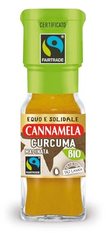 Cannamela – Fairtrade BIO, Curcuma macinata, Confezione da 18g. Ideale per carni bianche, zuppe, risotti, vellutate, pesce, formaggi spalmabili, yogurt e insalate