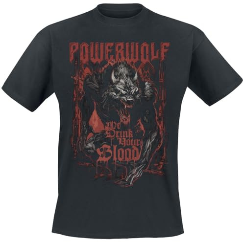 Powerwolf We Drink Your Blood Männer T-Shirt schwarz M 100% Baumwolle Band-Merch, Bands