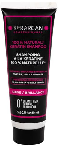 Kerargan - Shampoing Ultra Réparateur à la Kératine Pour Cheveux Abîmés et Stressés - Fortifiant, Lissant et Protecteur - Sans Sulfate, Paraben et Silicone - 75ml