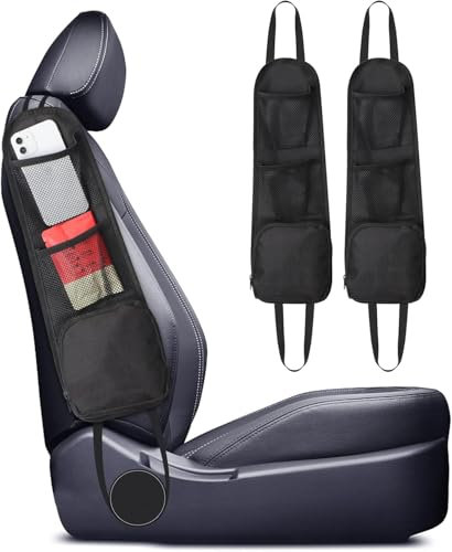 ChAusa 2 Pièces Organisateur Latéral de Siège Accessoire Voiture,Organisateur Voiture Rangement,Voiture Accessoire Voiture Interieur pour Tous Les Sièges D'auto de Avant pour Voitures,Camions(Noir)