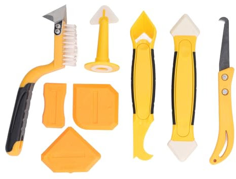 Sunicon Outil de calfeutrage en silicone, 8 pièces, outils pour joints en silicone, dissolvant de calfeutrage, buse de grattoir plus lisse, outil de dissolvant de calfeutrage, kit